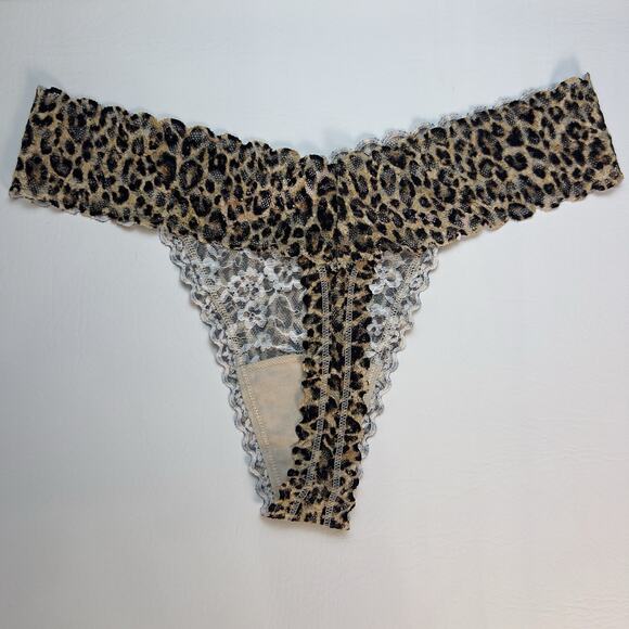 Victoria's Secret Thong String Lacie Sheer Black /Animal Print Panties S.L - Picture 6 of 6